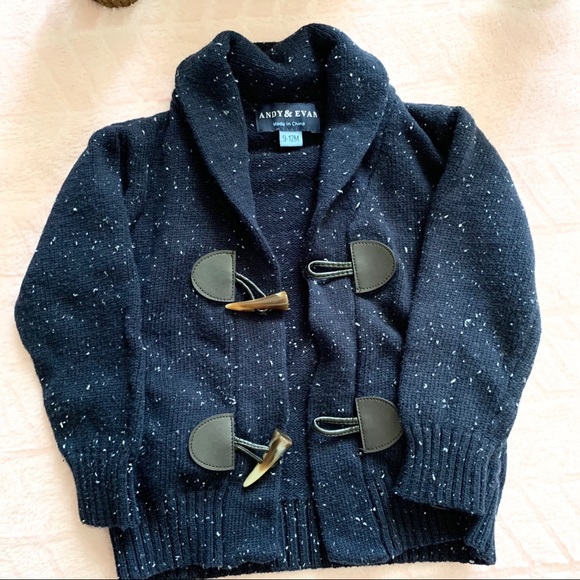 Andy & Evan Other - Andy & Evan Baby Navy Cowl Neck Toggle Sweater